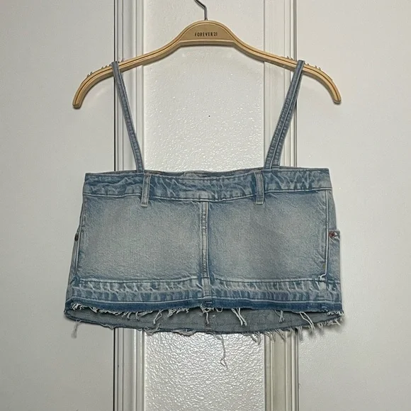 Zara Denim Skirt Effect crop top - Picture 5 of 5